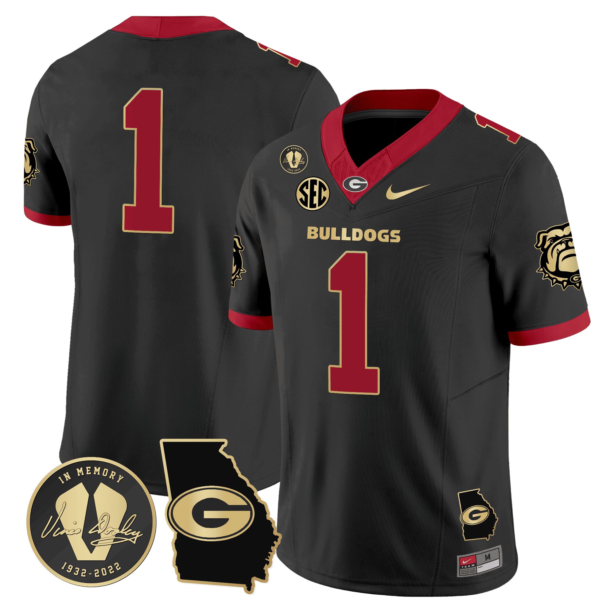 Men Georgia Bulldogs 1 No Name Black 2024 Nike Vapor NCAA Jersey style 1